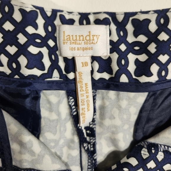 Laundry By Shelli Segal Pants Womens 10 Blue White Pattern - Picture 5 of 10